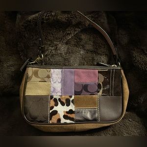 Coach Legacy Holiday Patchwork Demi Purse - Brown Suede